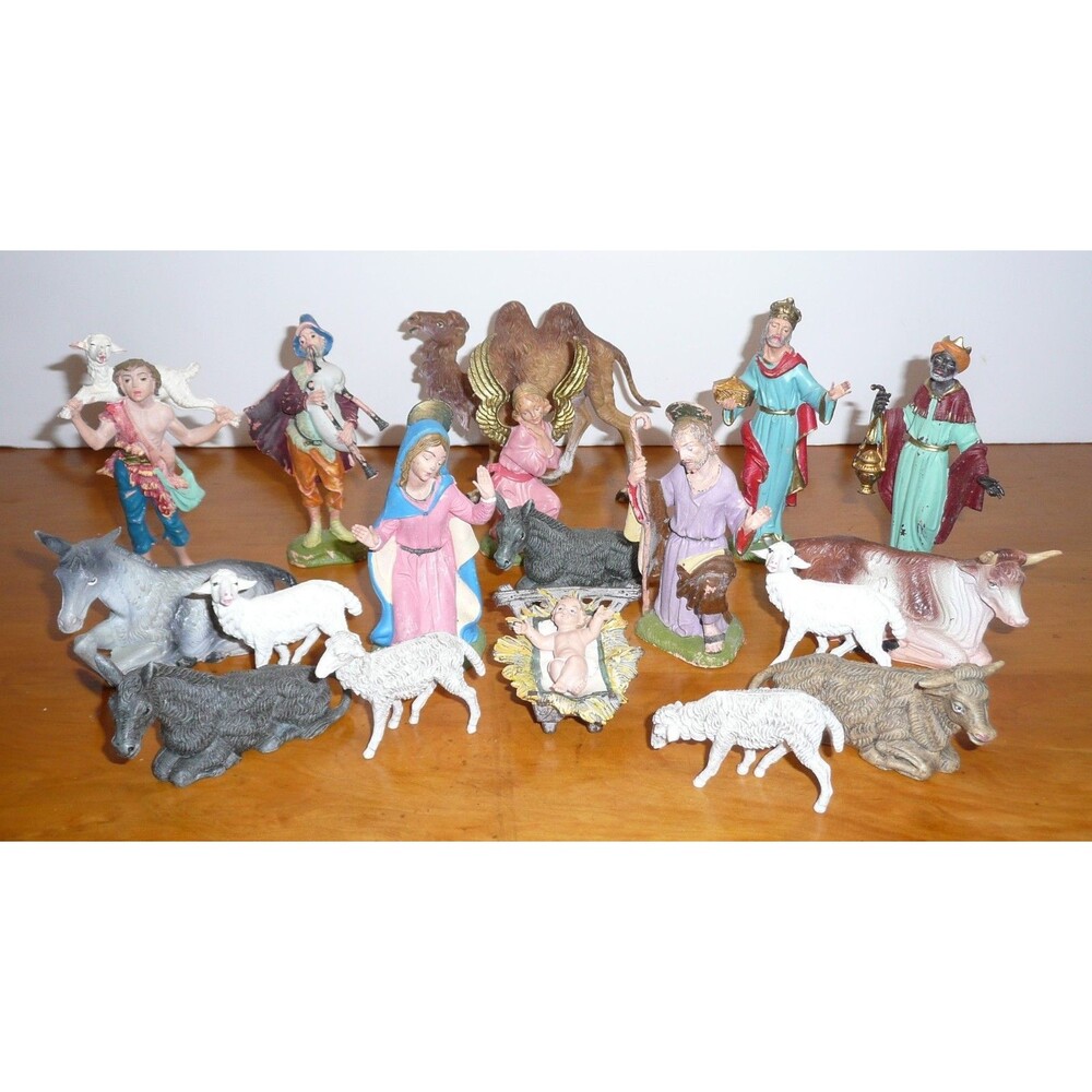 Depose Italy Fontanini Nativity 19 Piece Lot Shepard Camel Sheep Piper - READ